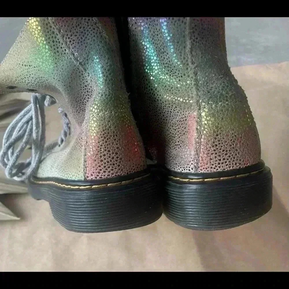 Doc Martens Shiny Rainbow Suede Boots Size 1 - Picture 6 of 8